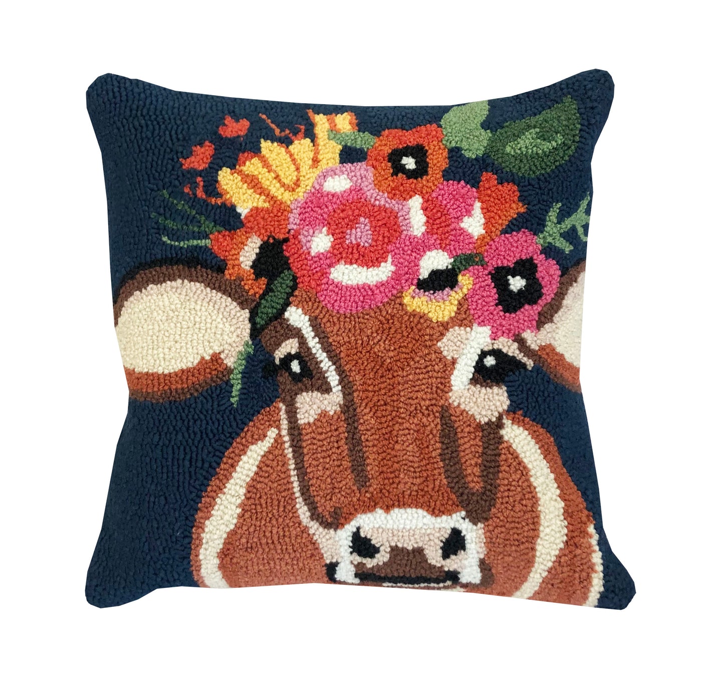 Betsy Floral Cow Indigo Rug/Doormat/Pillow