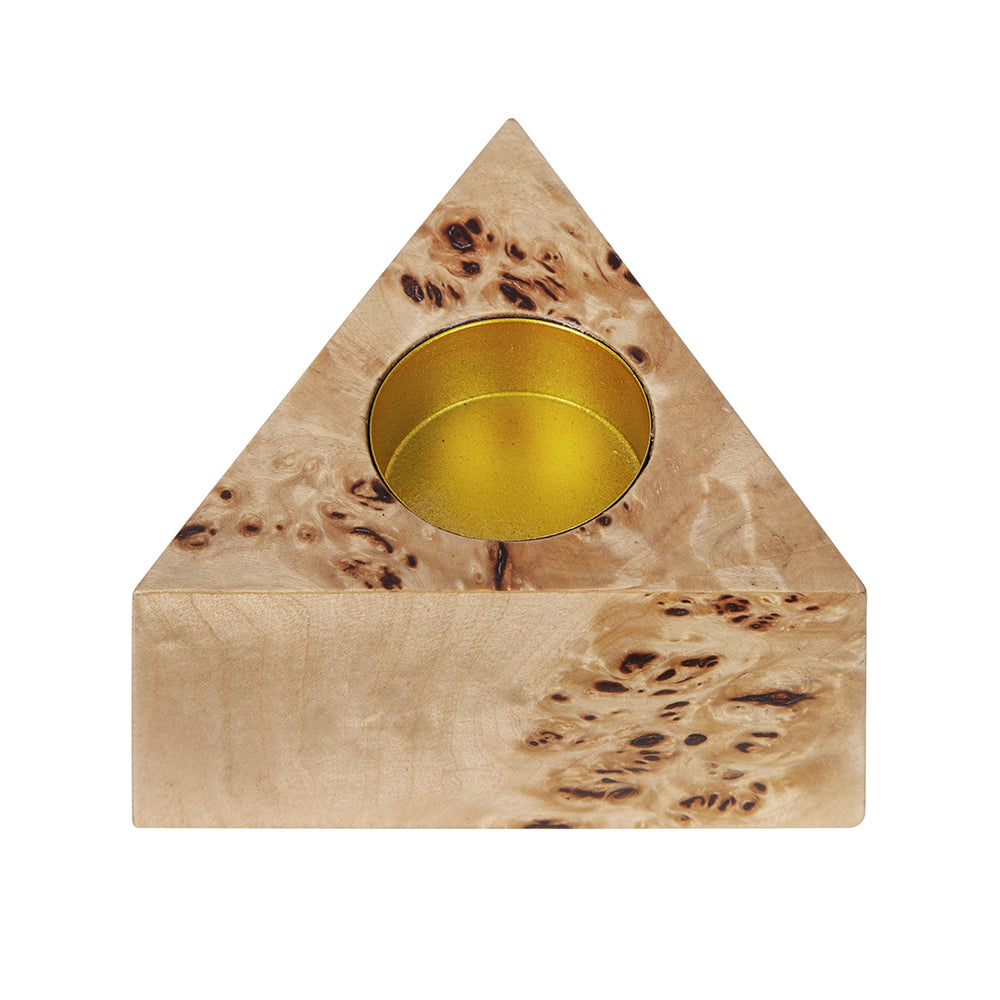 Burl Wood Triangle Candle Holder (Set of 2)