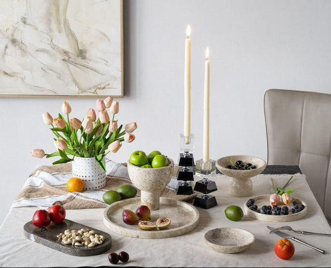 Round Marble Pedestal Bowl