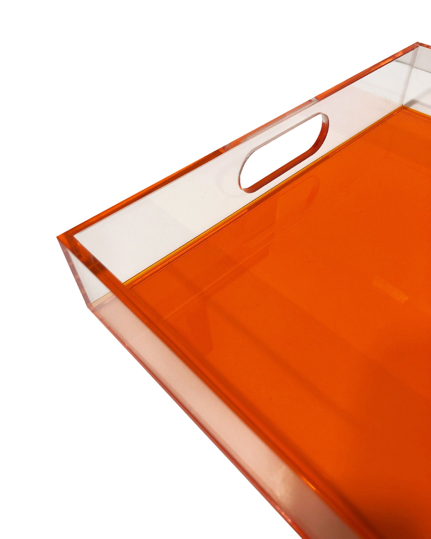 Neon Orange Sq Lucite Tray