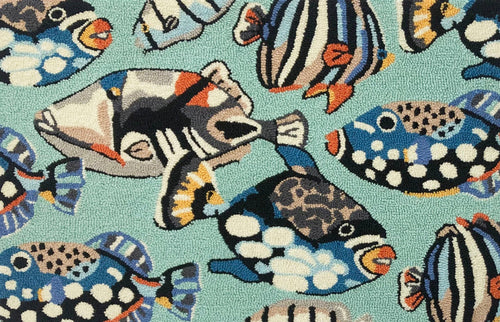 Pattern Fish Toss Aqua