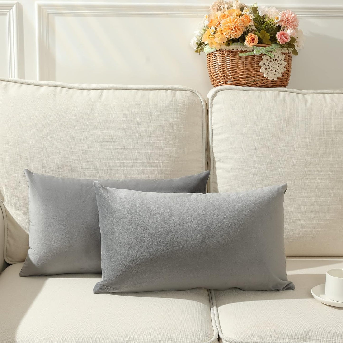 12"x20" luxury velvet lumbar support throw pillow | 7 vibrant colors |330g insert included