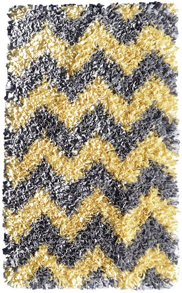 Shaggy Raggy Yellow/Gry Chevy Area Rug