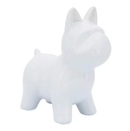 8" White Ceramic Dog Decor