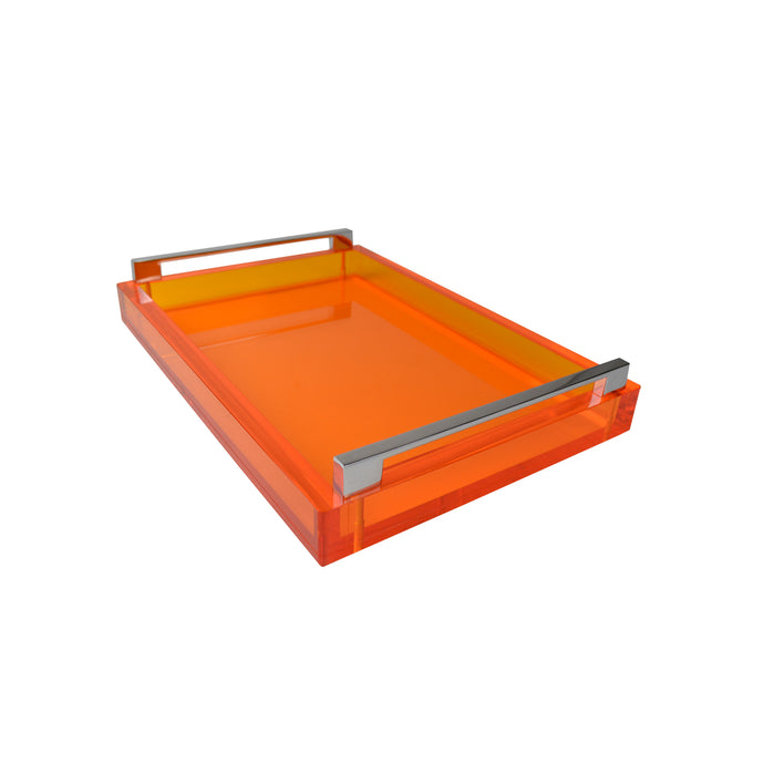 Orange Tray W/Slvr Handles