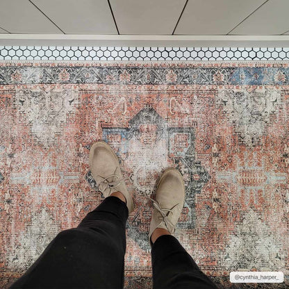 Rosman Distressed Washable Area Rug