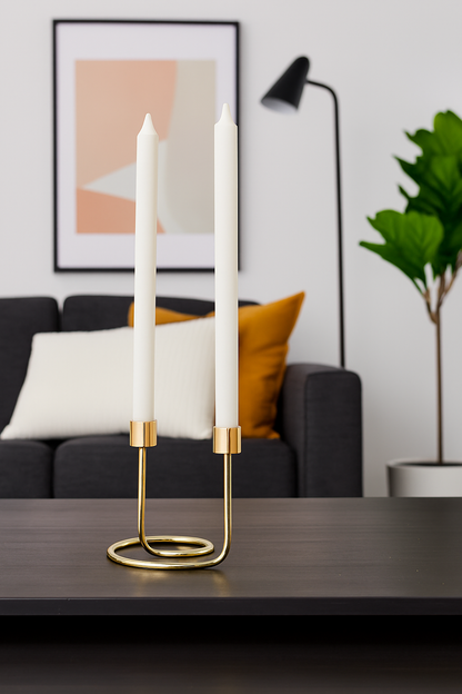 8" Metal Swirly Taper Candle Holder