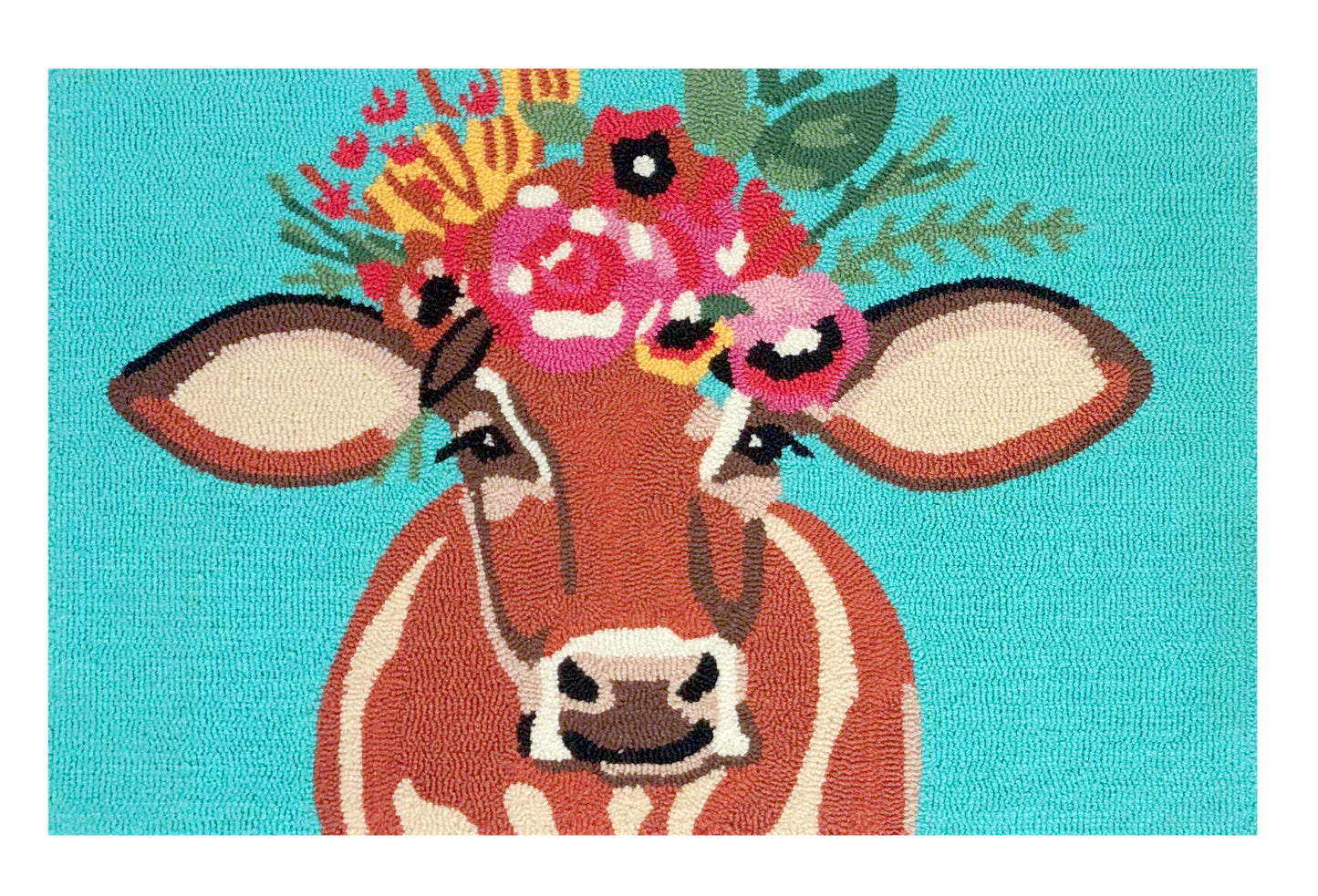 Betsy Floral Cow Turquiose Rug/Doormat