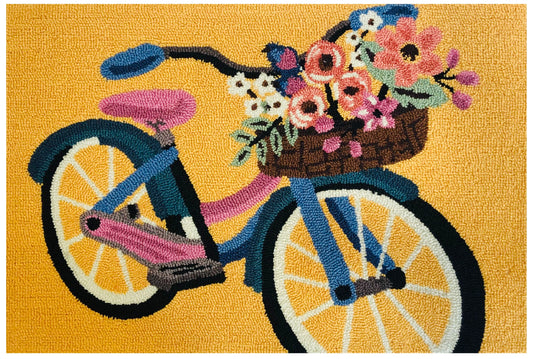 Blossom Bike Mustard Rug/Doormat/Pillow