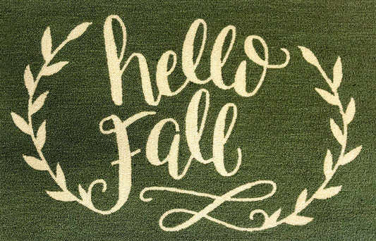 Hello Fall Hunter Green Rug/Doormat