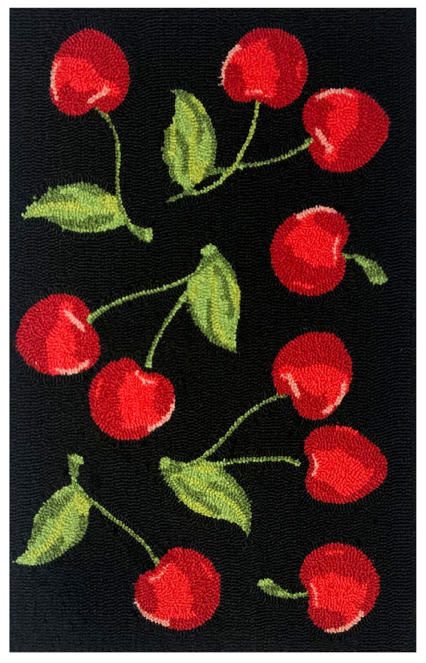 Cherry Toss Black Rug/Doormat/Pillow