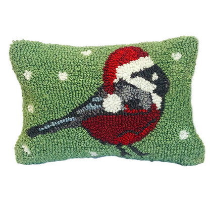 Chickadee Santa Green Rug/Doormat