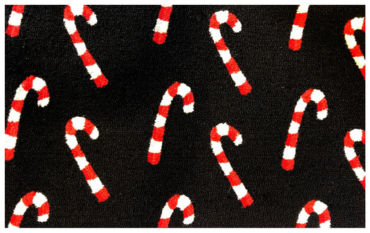 Candy Cane Black Rug/Doormat