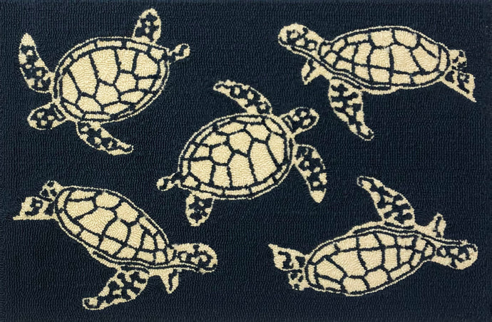 Multi Turtle Indigo Rug/Doormat/Pillow