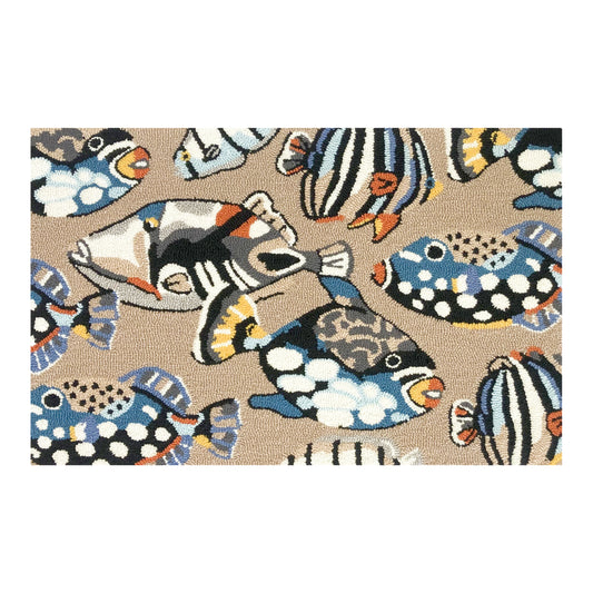 Pattern Fish Toss Taupe Rug/Doormat