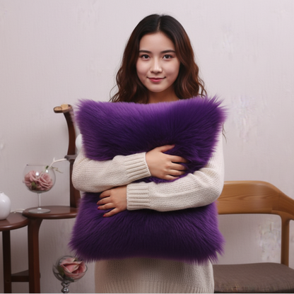 Throw Pillow Cover with 450g Insert, Purple, faux fur, 16, Decorative Cushion
