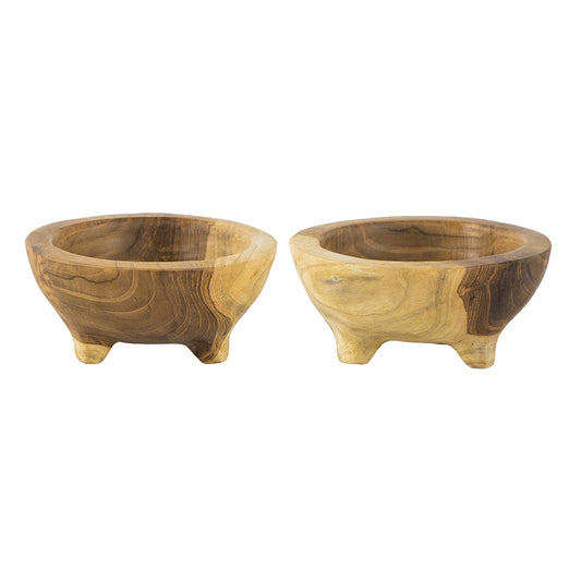 Teak Bowl With Legs (Set of 2)