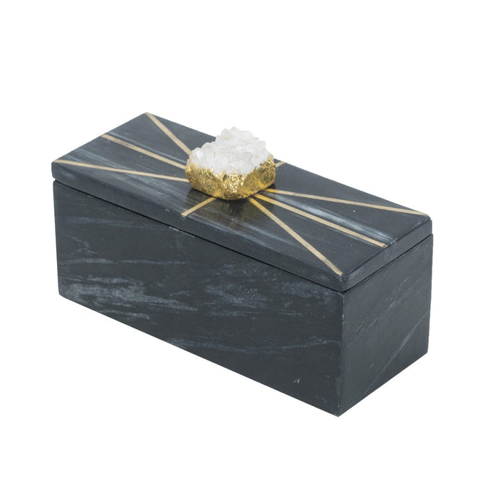 Black Marble Box W Amethyst