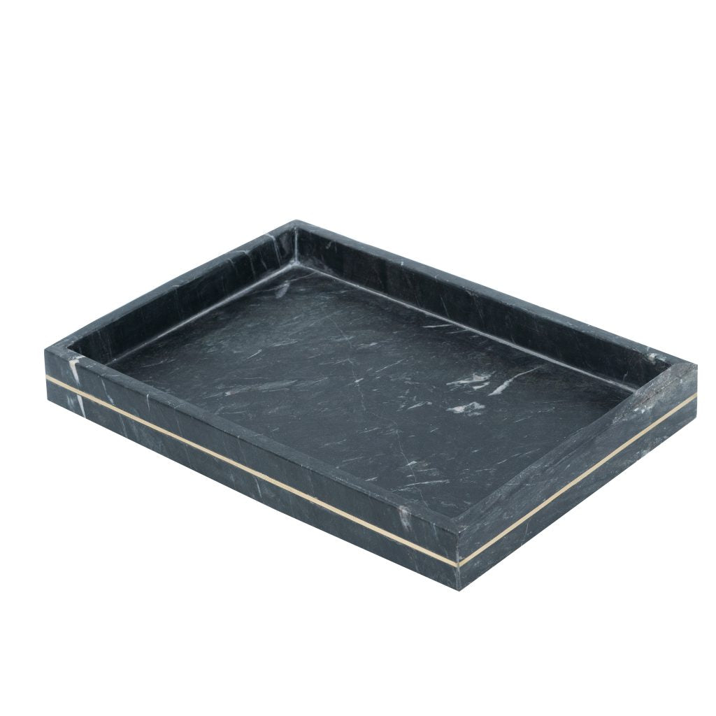 Marble Tray W/Brass Inlay