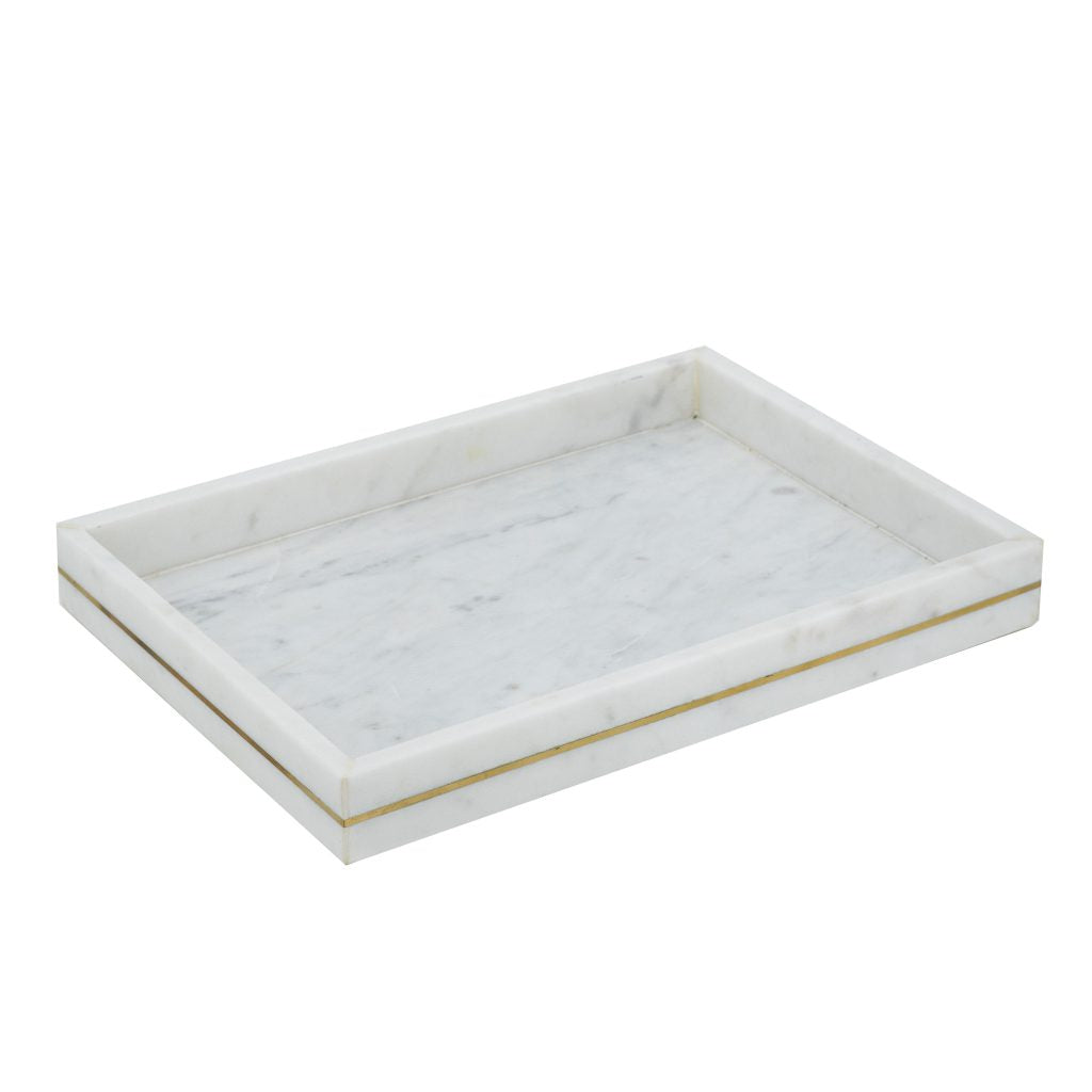 Marble Tray W/Brass Inlay