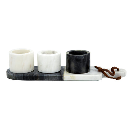 Marble Condiments Cups/Tray (Set of 4)