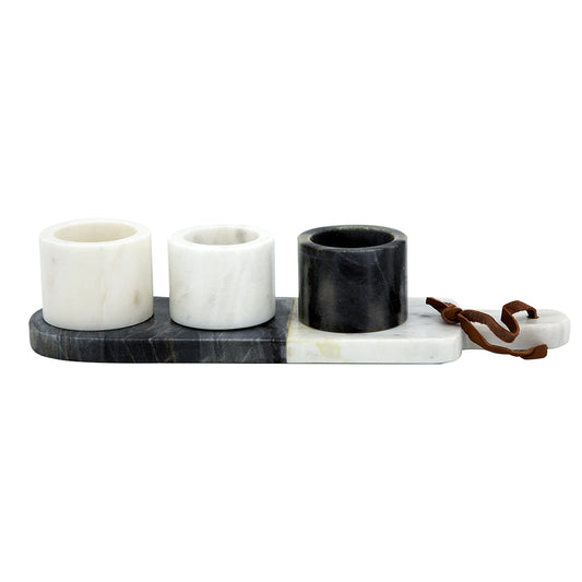Marble Condiments Cups/Tray (Set of 4)