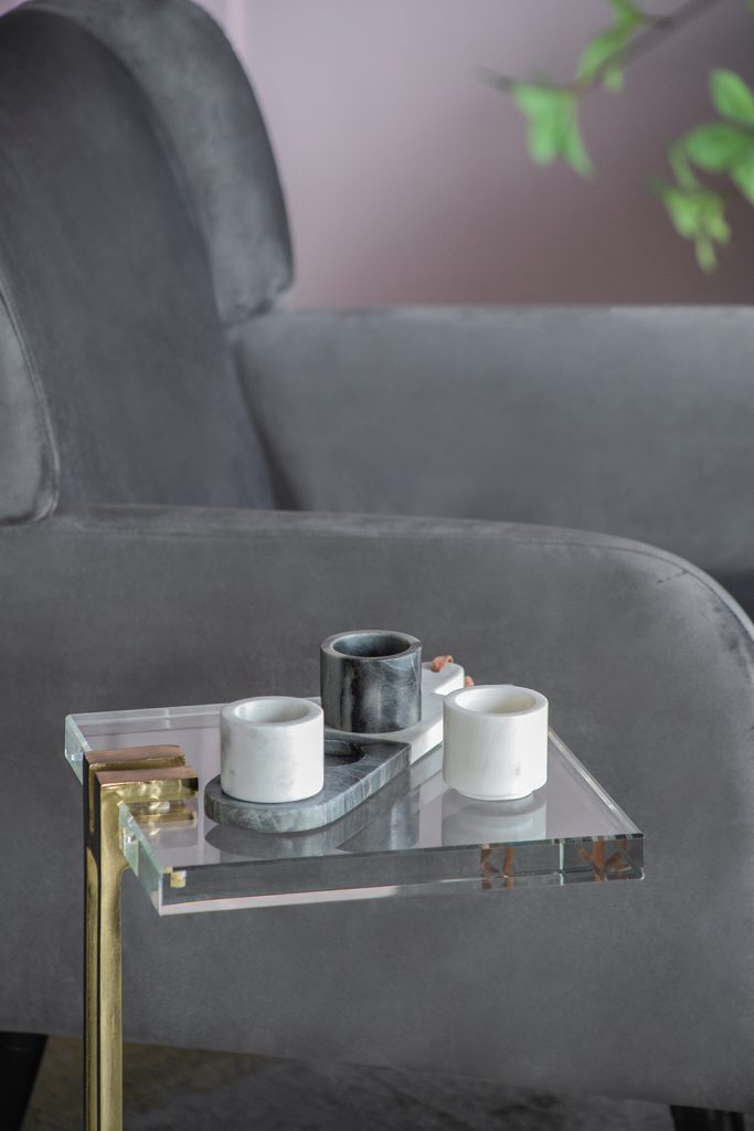 Marble Condiments Cups/Tray (Set of 4)