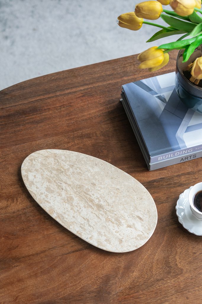 Rounded Natural Marble Tray