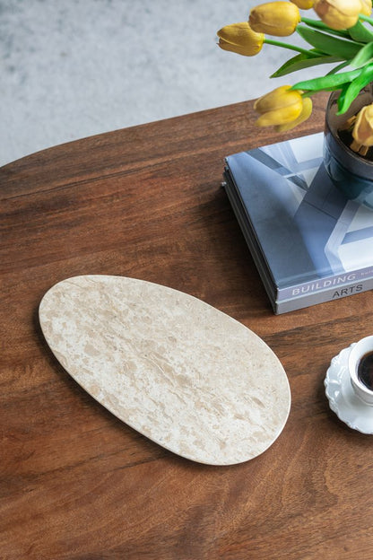Rounded Natural Marble Tray