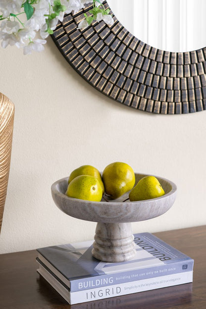 Ribbed Marble Pedestal Bowl