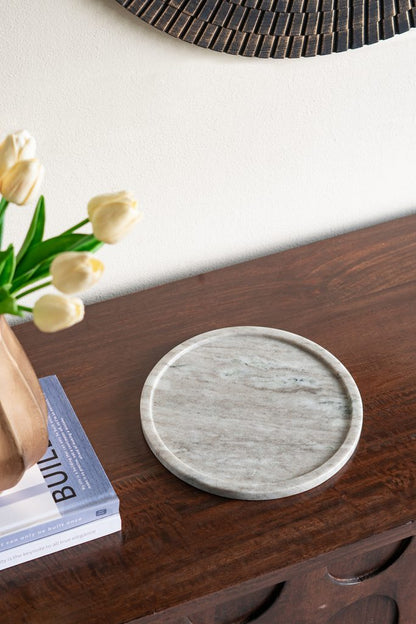 10" Round Marbel Natural Tray