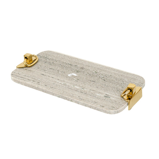 Deco Marble Tray w/Sculpture Gold