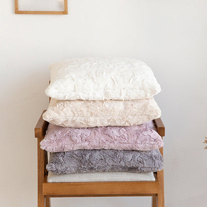 4-Piece Coordinated Pillow Bundle with Inserts – well mixed miss and match reversible sides furry throw pillows and 450g inserts 18"x18" square