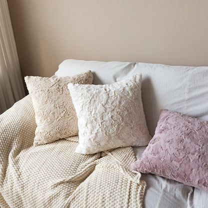 4-Piece Coordinated Pillow Bundle with Inserts – well mixed miss and match reversible sides furry throw pillows and 450g inserts 18"x18" square