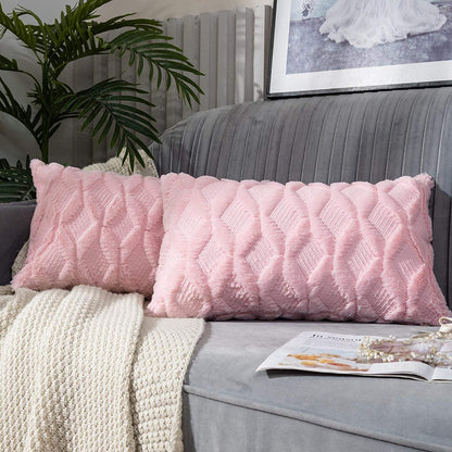 Pack of 2 One 18"x18" with a matching color of one 12"x20" Square and rectangle combo set throw pillow covers with inserts