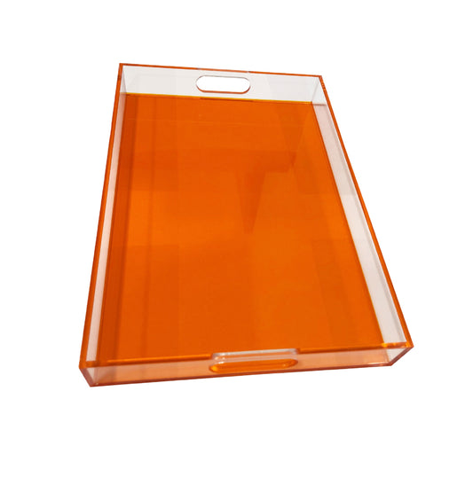 Neon Orange Sq Lucite Tray