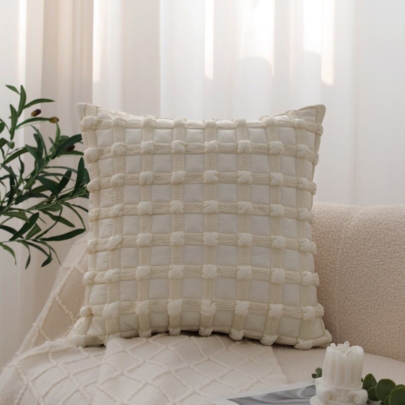 Set of 2 with inserts textured serenity collection - modern plush throw pillows in sage green and ivory with tufted, striped, and quilted patterns