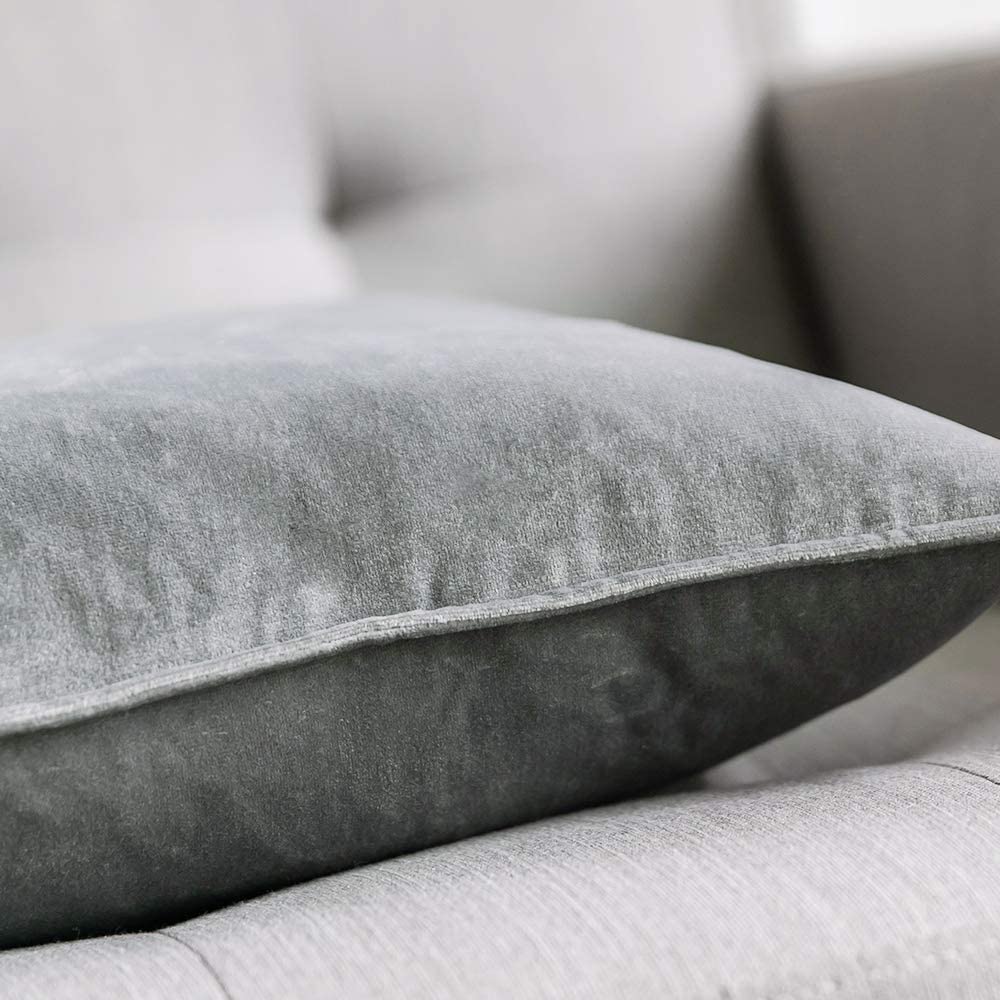 Throw Pillow Cover with 450g Insert, dark-grey, velvet, 20X20, Decorative Cushion