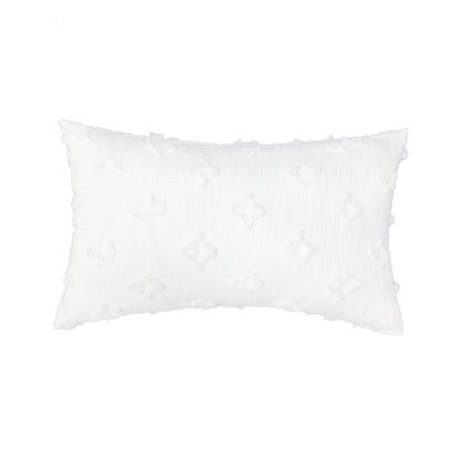 12''x20'' tufted floral lumbar support 100% cotton throw pillow | 7 colors textured daisy stitch design | boho chic lumbar & accent pillow | insert included