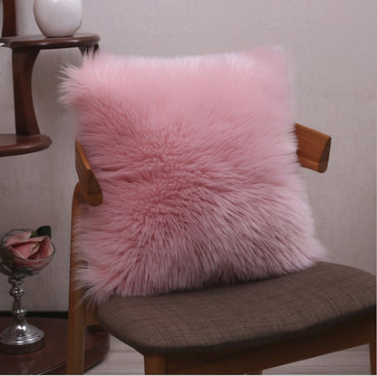 Throw Pillow Cover with 450g Insert, Purple, faux fur, 16, Decorative Cushion