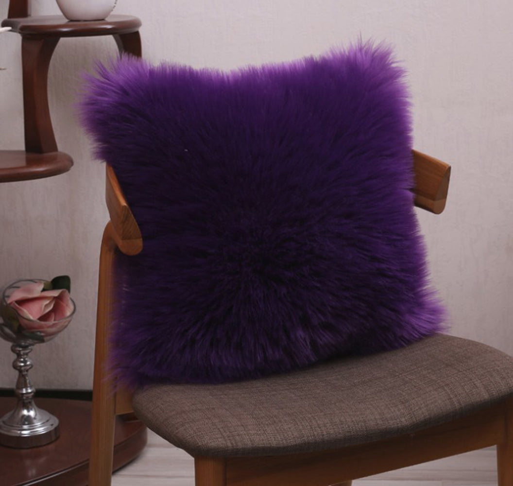 Throw Pillow Cover with 450g Insert, Purple, faux fur, 16, Decorative Cushion
