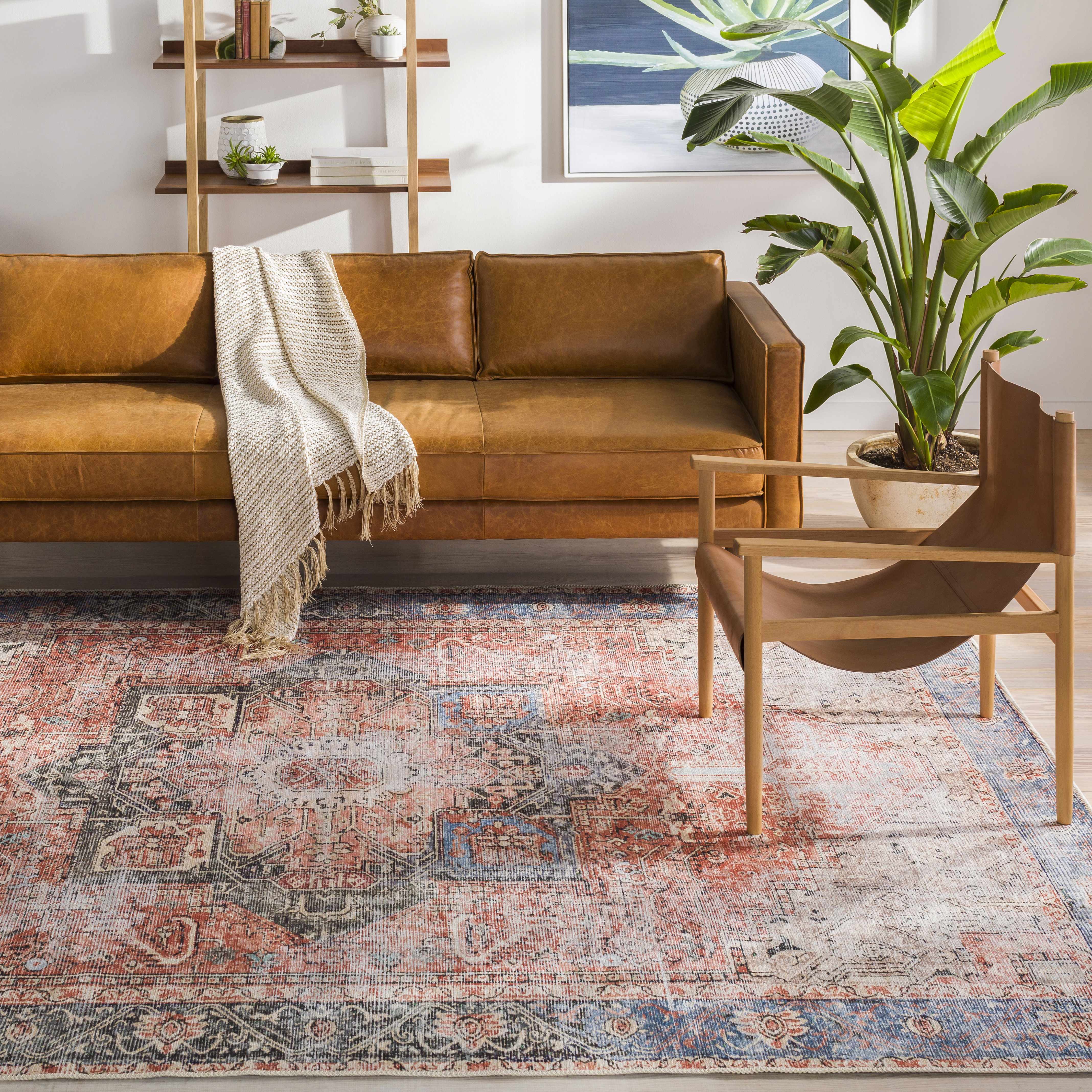 Rosman Distressed Washable Rug - Thumbnail 2