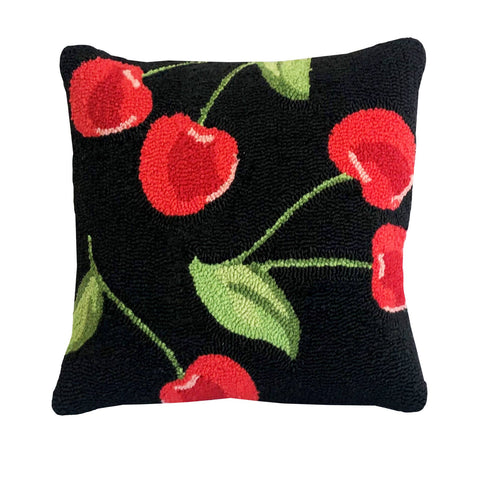 Cherry Toss Black Rug/Doormat/Pillow