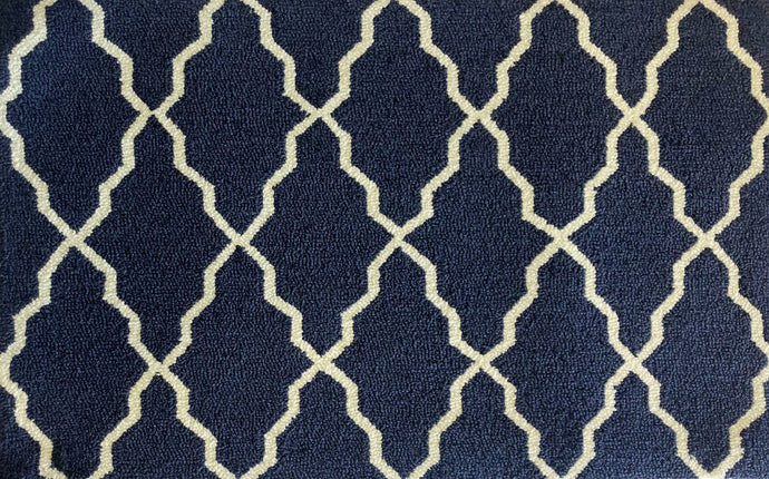 Linked Lattice Dark Blue Rug/Doormat