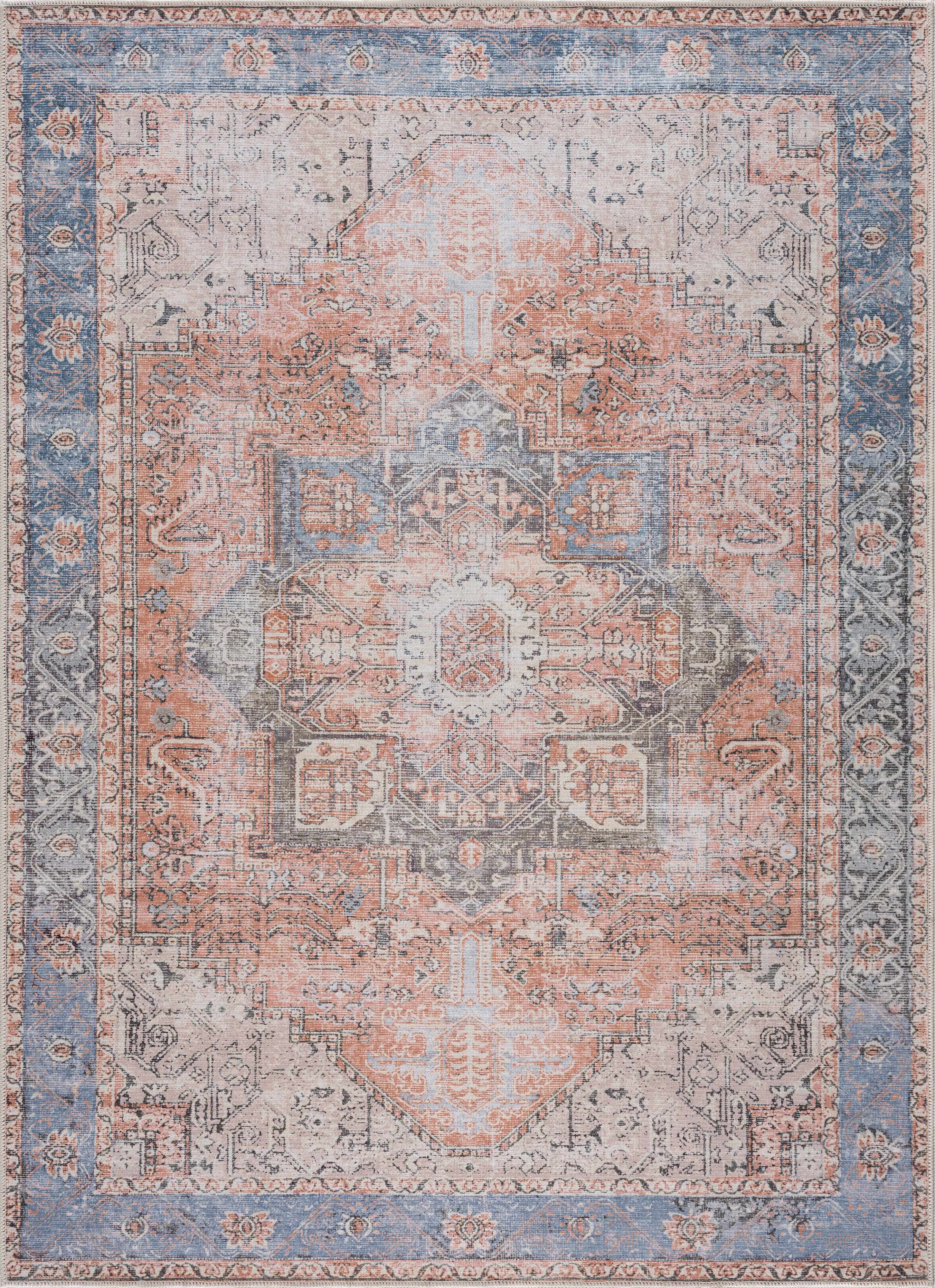 Rosman Distressed Washable Rug - Thumbnail 4