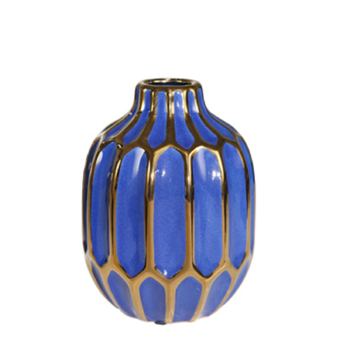 Blue & Gold  Geo Vase