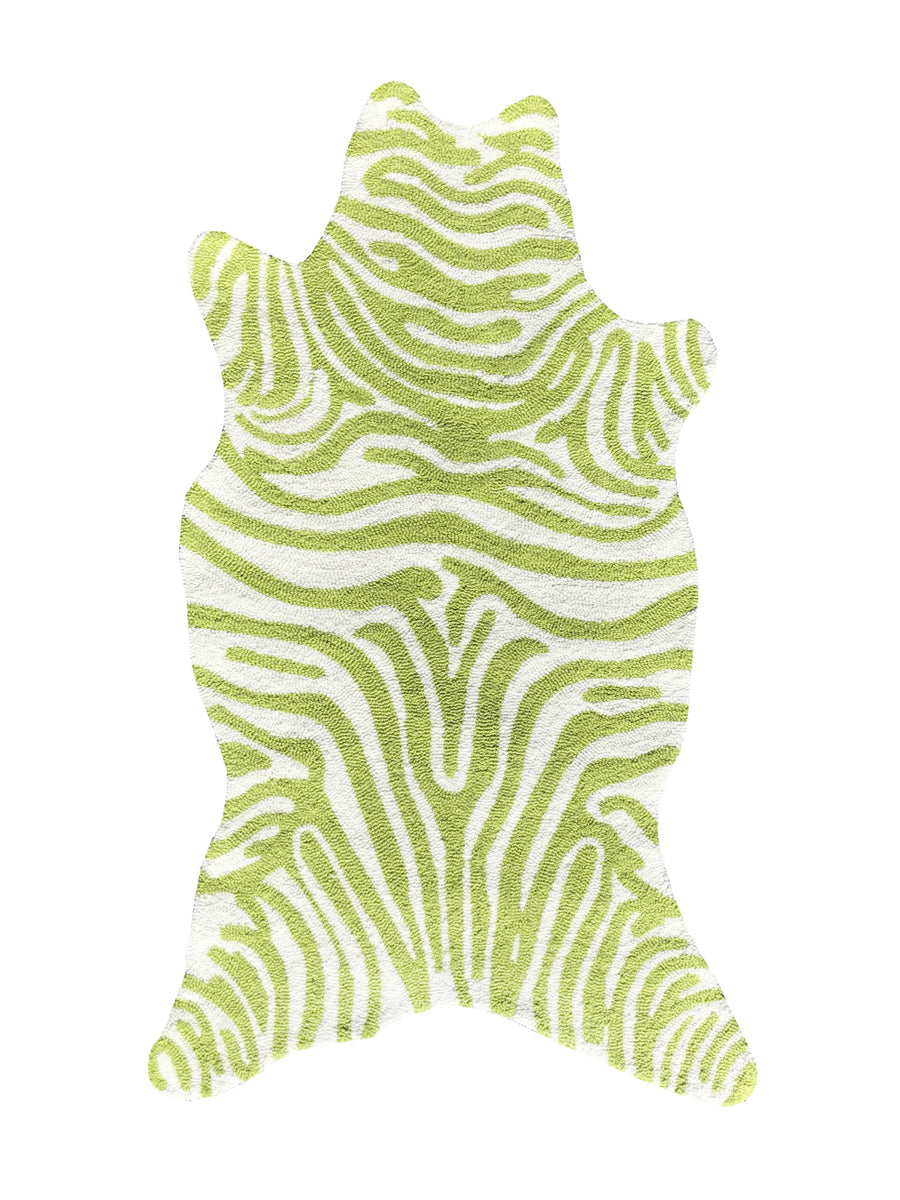 Zebra Print Rug Green