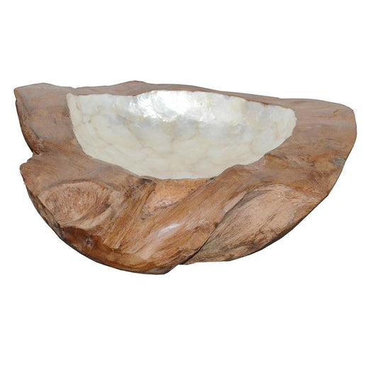 TEAK DECORATIVE BOWL WHITE