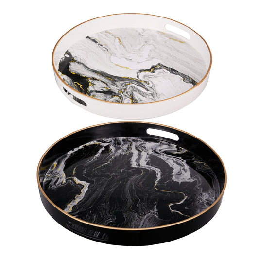 Quinn Trays Black-White (Set Of 2)