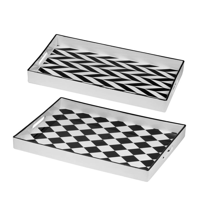 Chev/Quinn Rectanggle Tray (Set Of 2)
